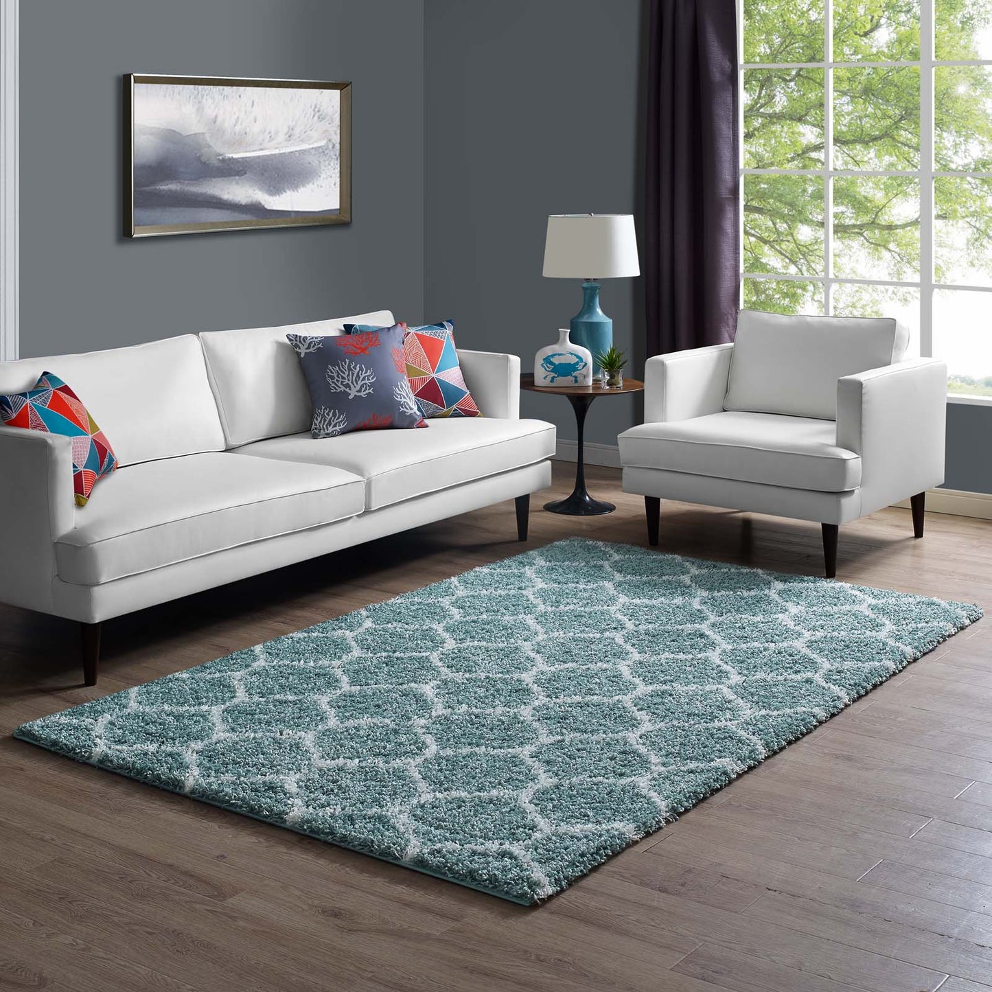 Solvea Moroccan Trellis 5x8 Shag Area Rug