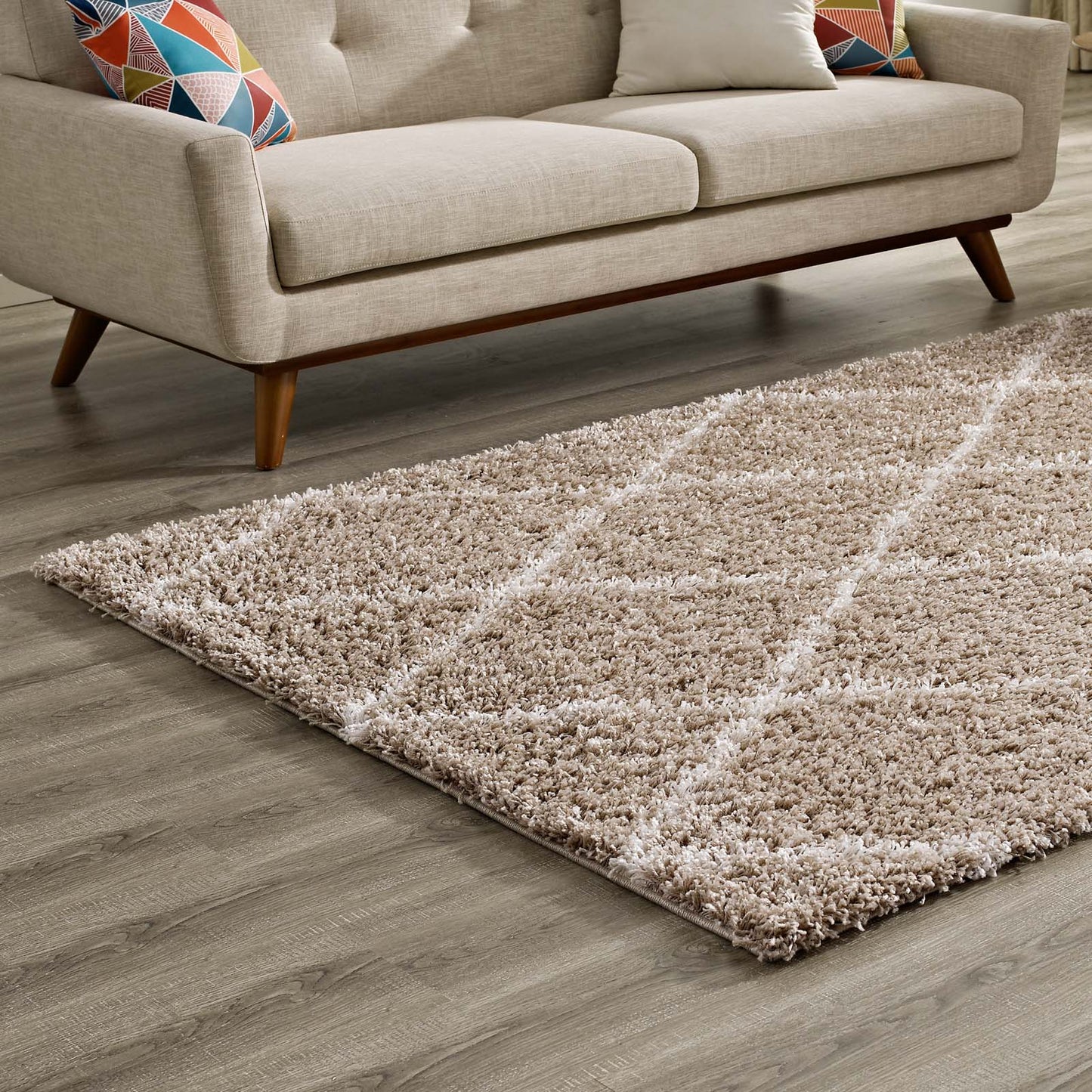 Tapis à poils longs Toryn Diamond Lattice 5x8 de Modway