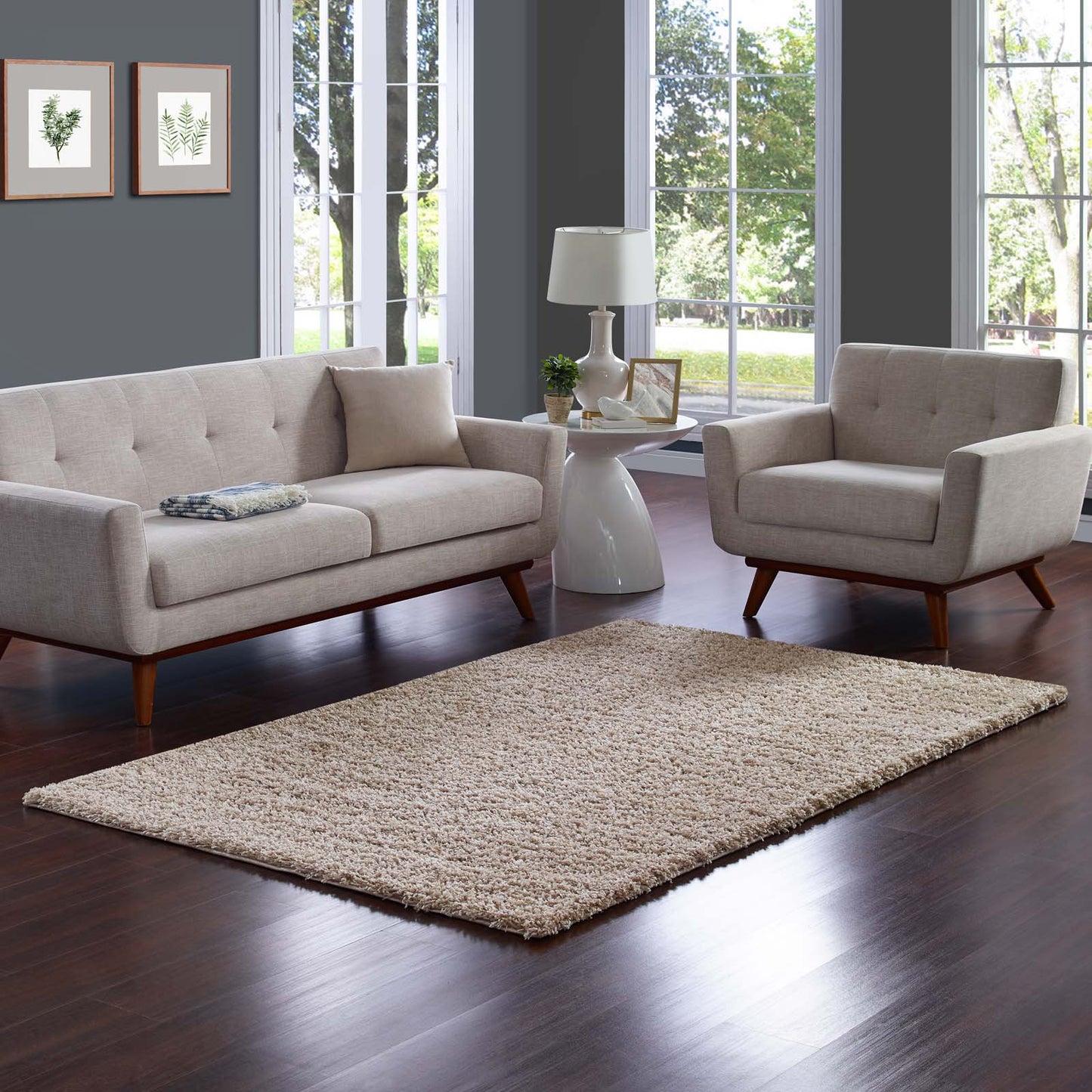 Enyssa Solid 5x8 Shag Area Rug