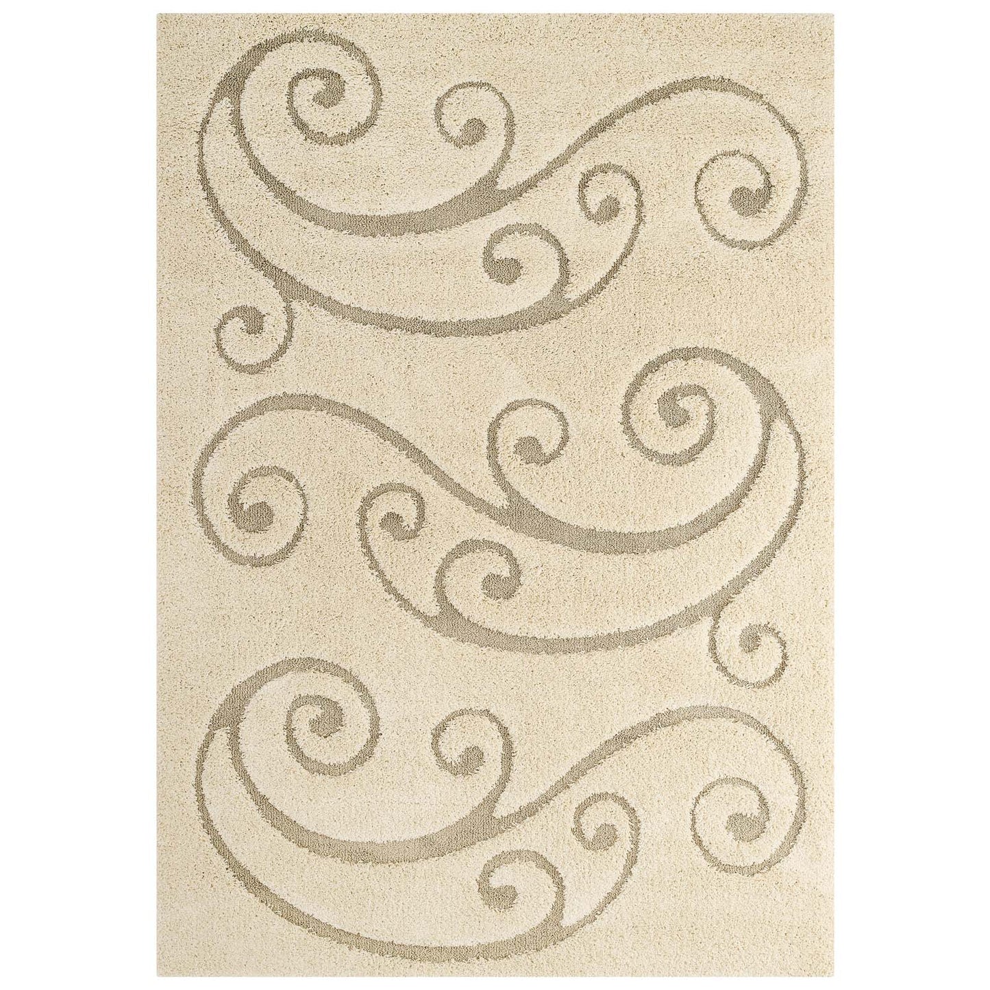 Jubilant Sprout Scrolling Vine Shag 5x8 Area Rug