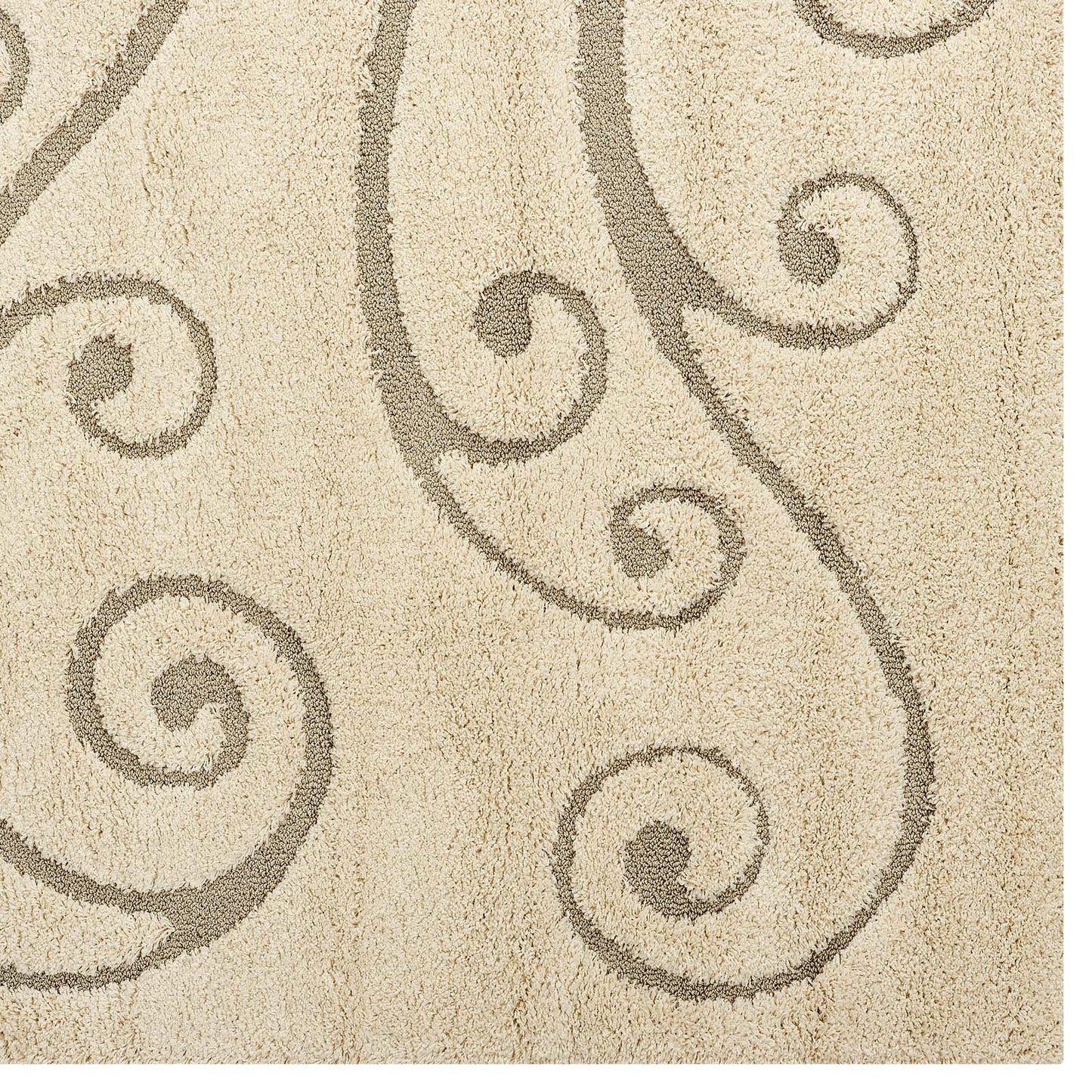 Jubilant Sprout Scrolling Vine Shag 5x8 Area Rug