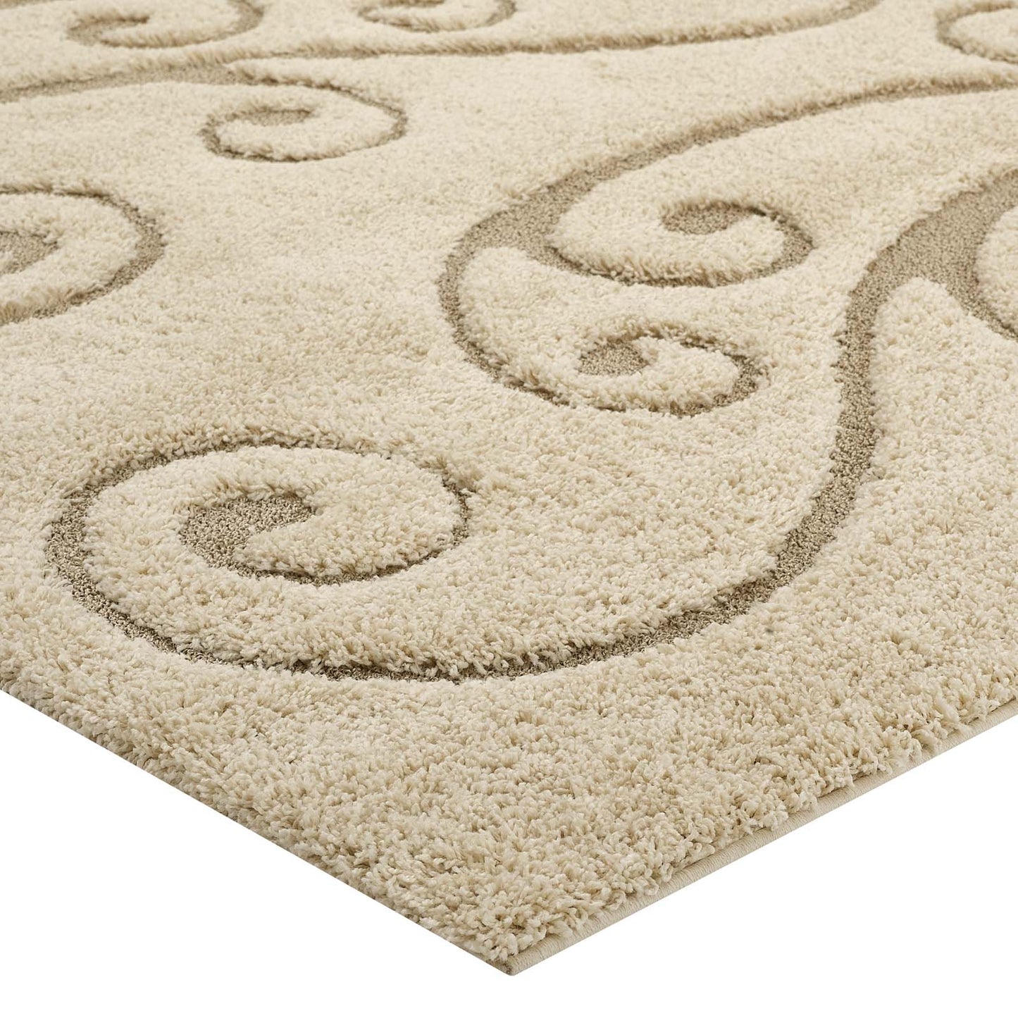 Jubilant Sprout Scrolling Vine Shag 5x8 Area Rug