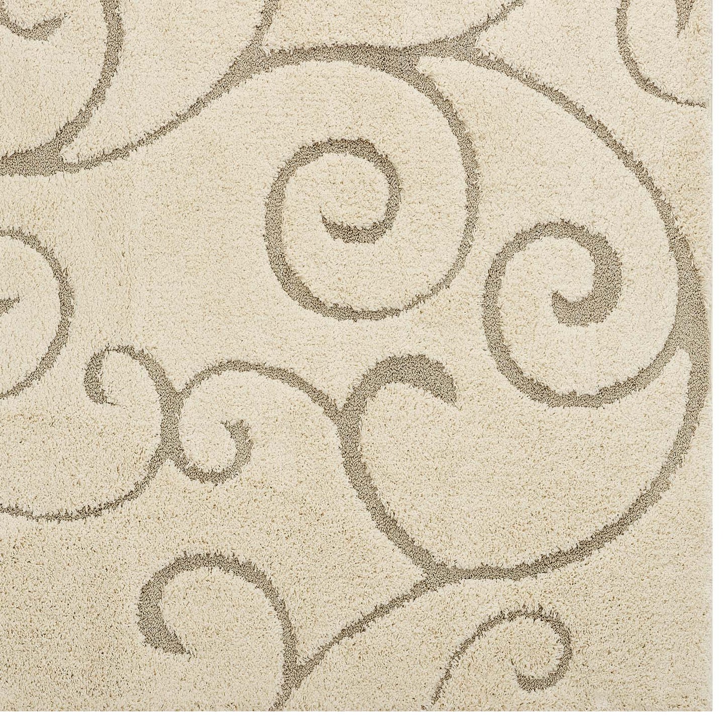 Jubilant Burgeon Scrolling Vine Shag 5x8 Area Rug