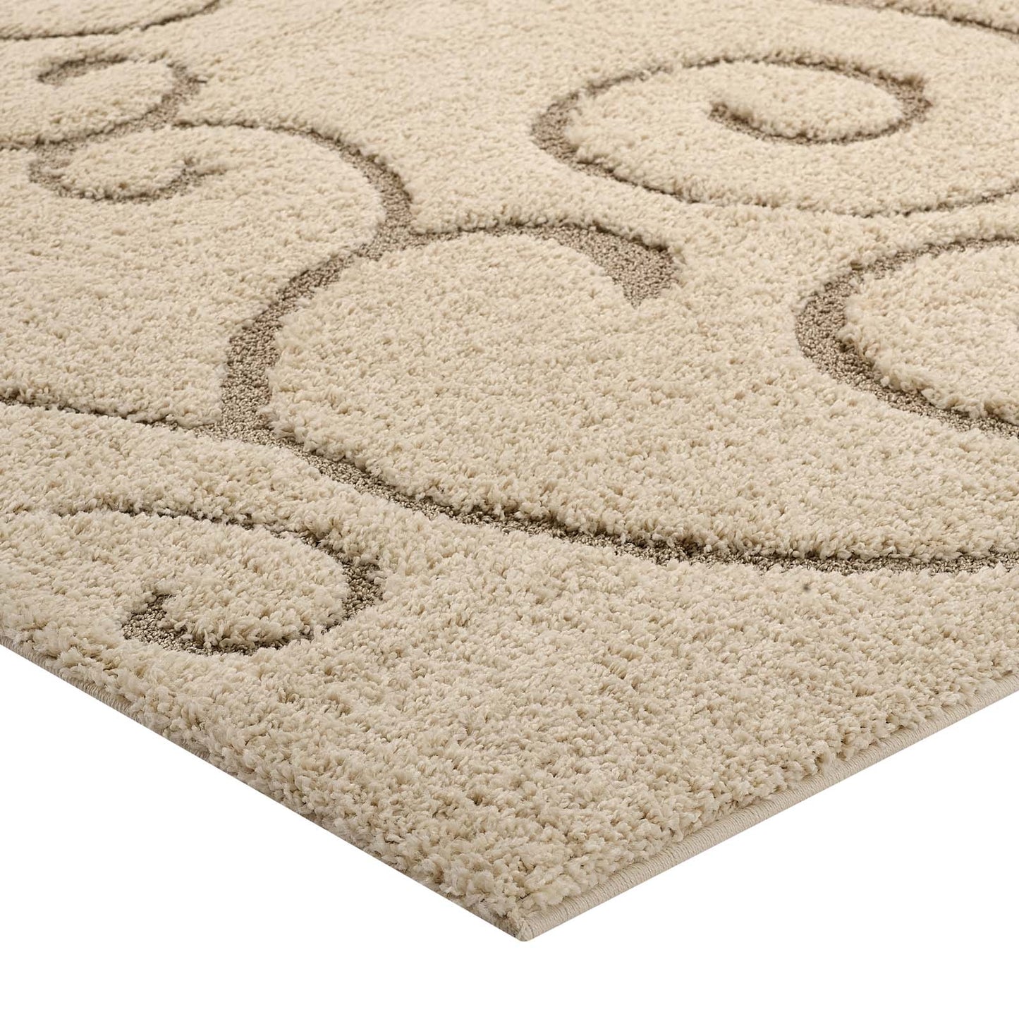 Jubilant Burgeon Scrolling Vine Shag 5x8 Area Rug