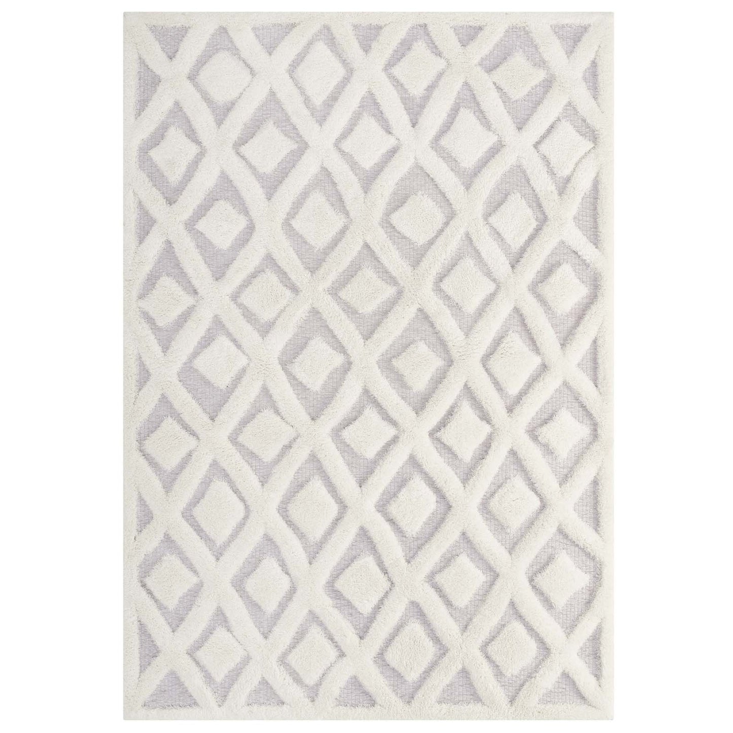 Whimsical Morsel Abstract Diamond Lattice Shag 5x8 Area Rug