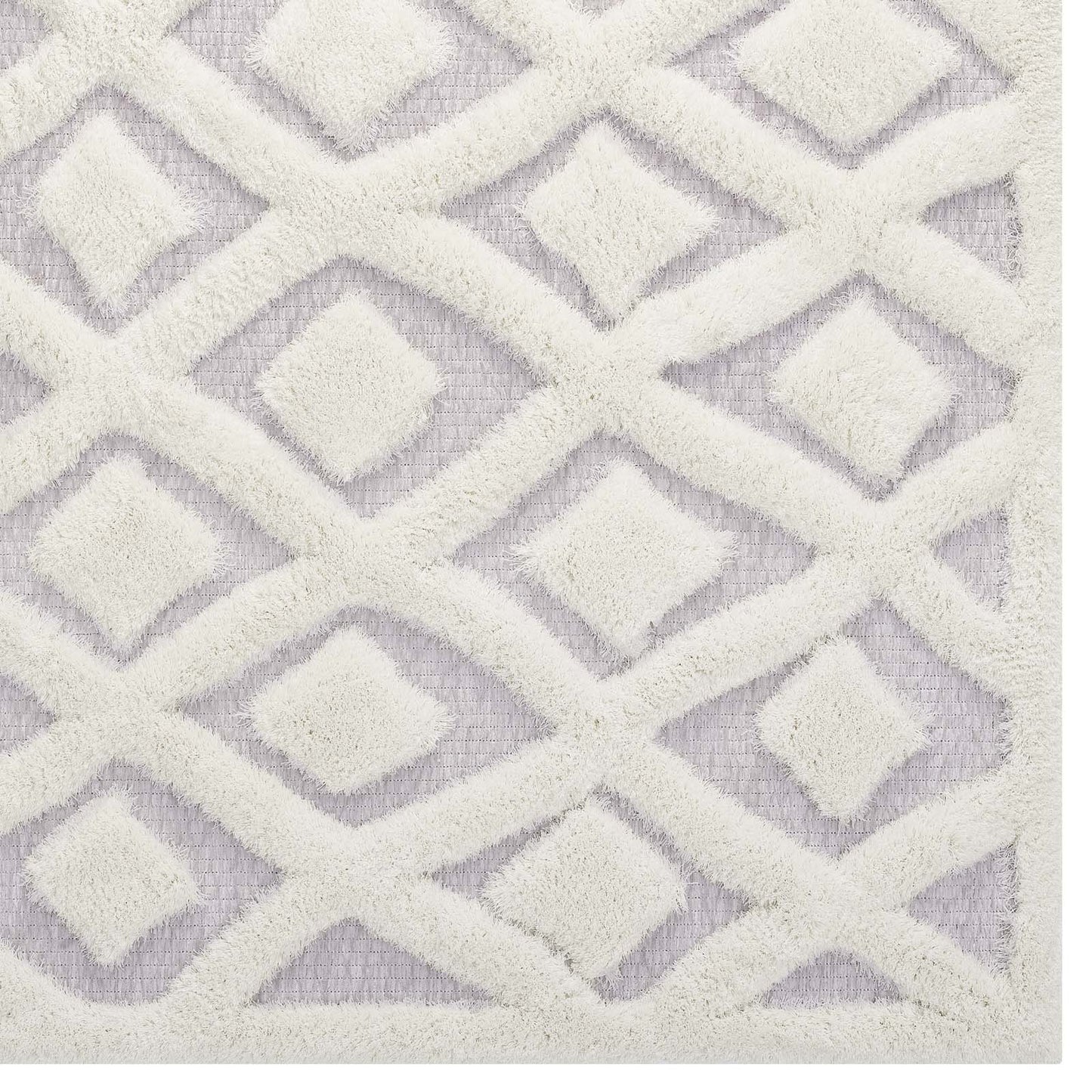 Whimsical Morsel Abstract Diamond Lattice Shag 5x8 Area Rug