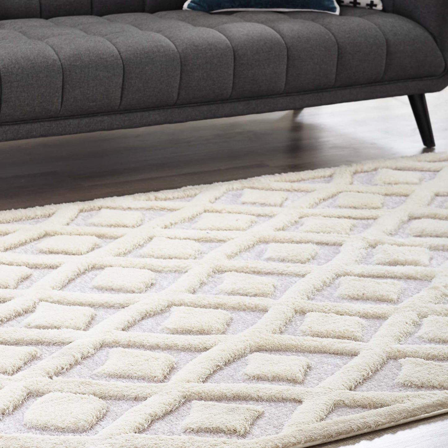 Whimsical Morsel Abstract Diamond Lattice Shag 5x8 Area Rug