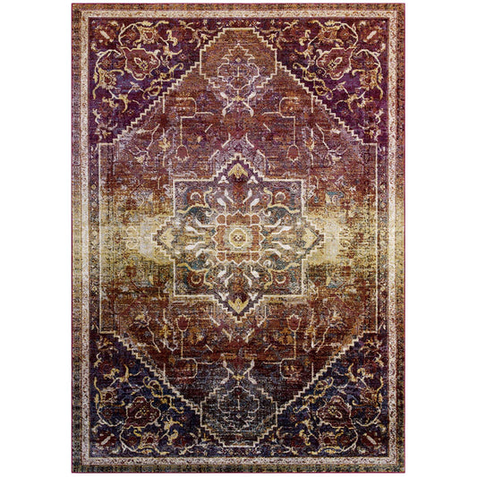 Success Kaede Transitional Distressed Vintage Floral Vintage Medallion 5x8 Area Rug