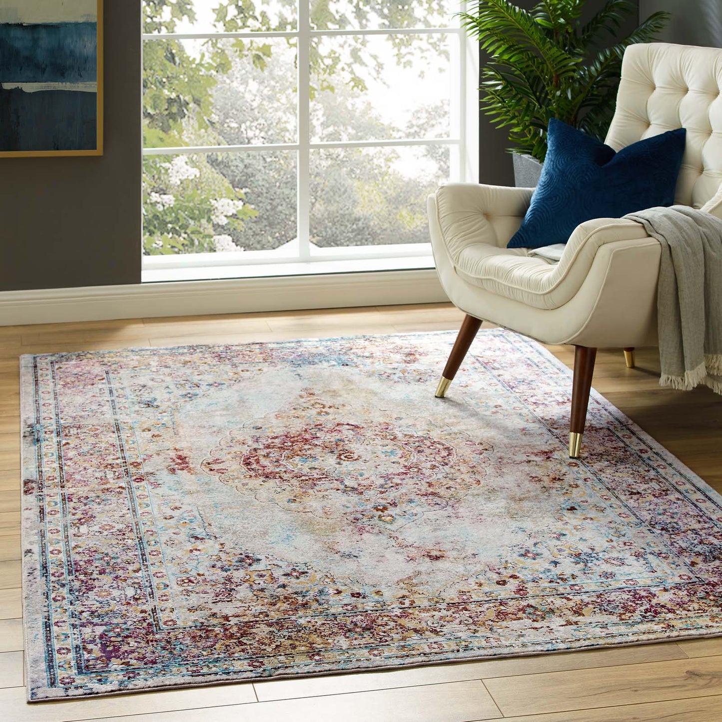 Success Merritt Transitional Distressed Floral Vintage Medallion 4x6 Area Rug