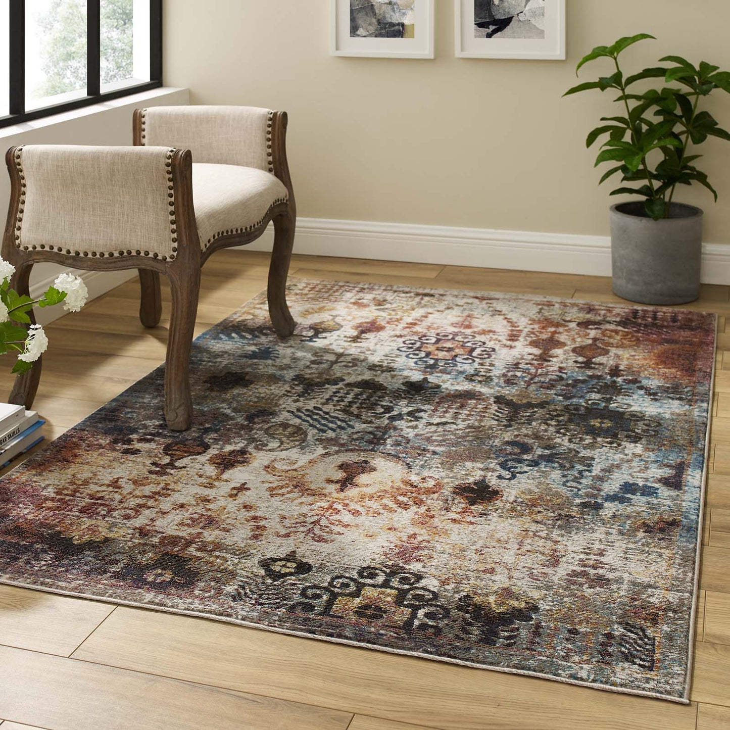 Success Tahira Transitional Distressed Vintage Floral Moroccan Trellis 4x6 Area Rug