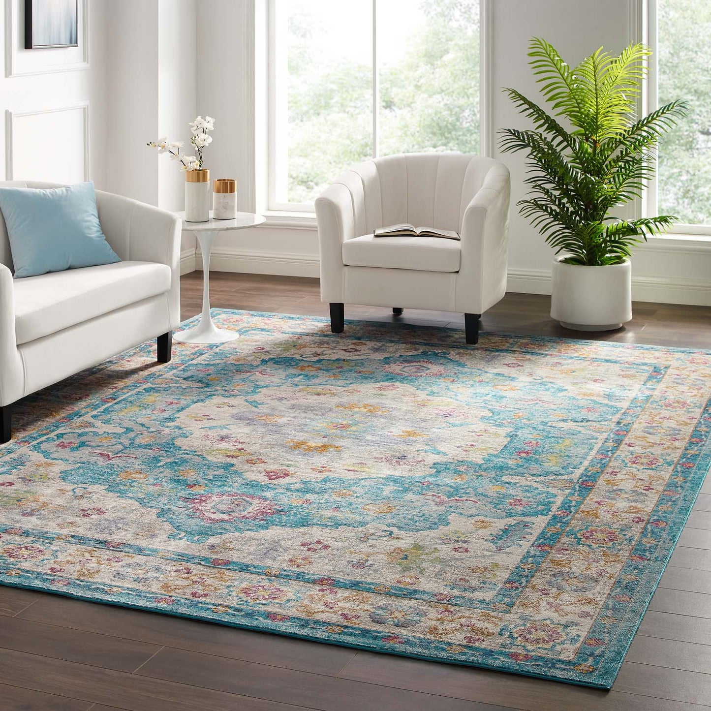 Success Anisah Distressed Floral Vintage Medallion 8x10 Area Rug