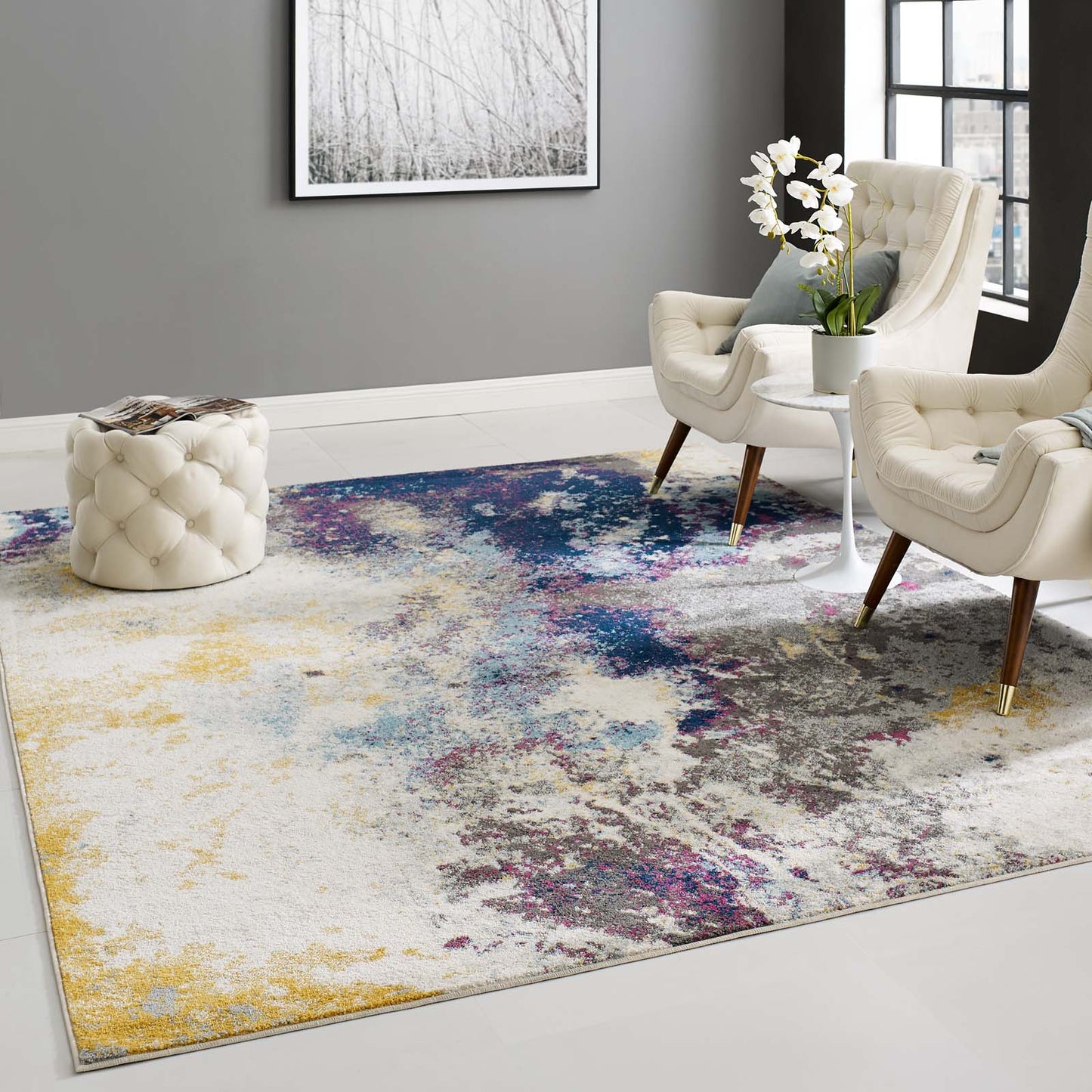 Tapis contemporain moderne abstrait Entourage Adeline 8x10 par Modway