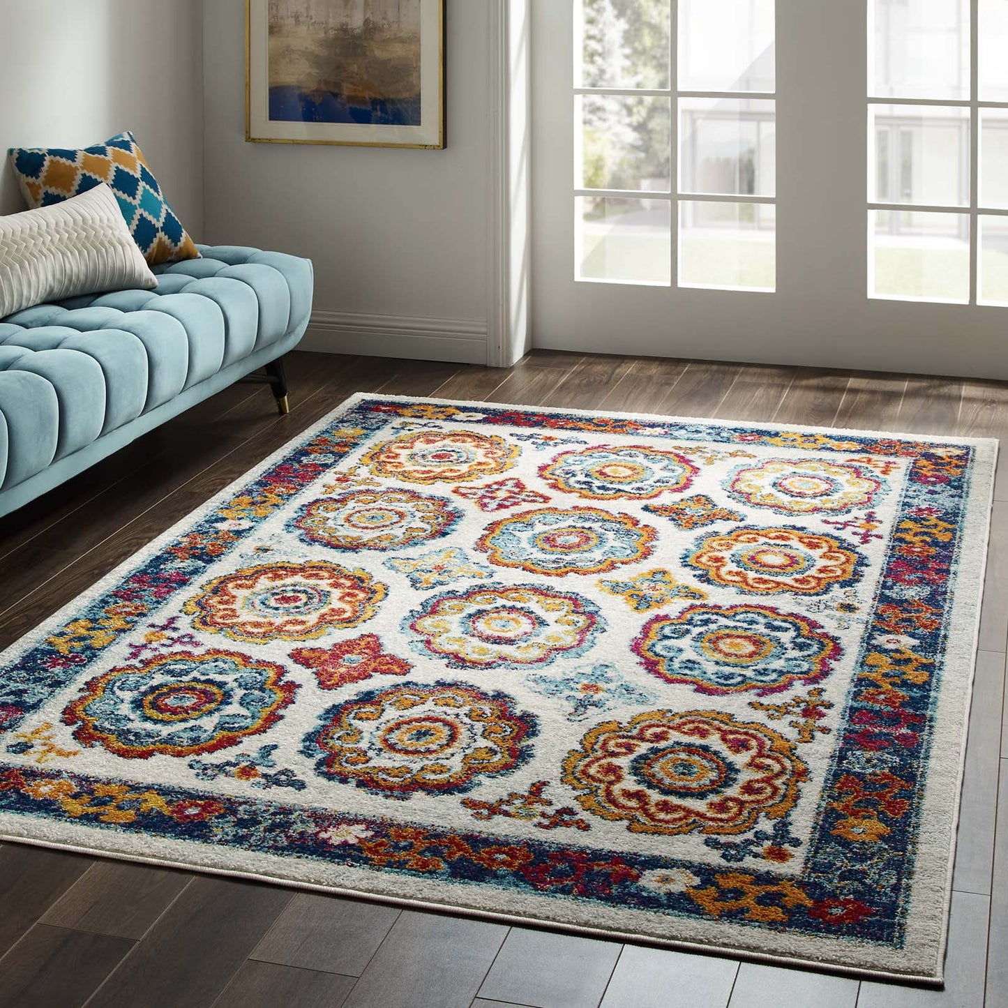 Tapis marocain à motif floral vieilli Entourage Odile 5x8 par Modway