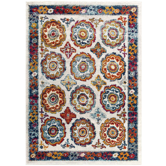 Entourage Odile Distressed Floral Moroccan Trellis 8x10 Area Rug