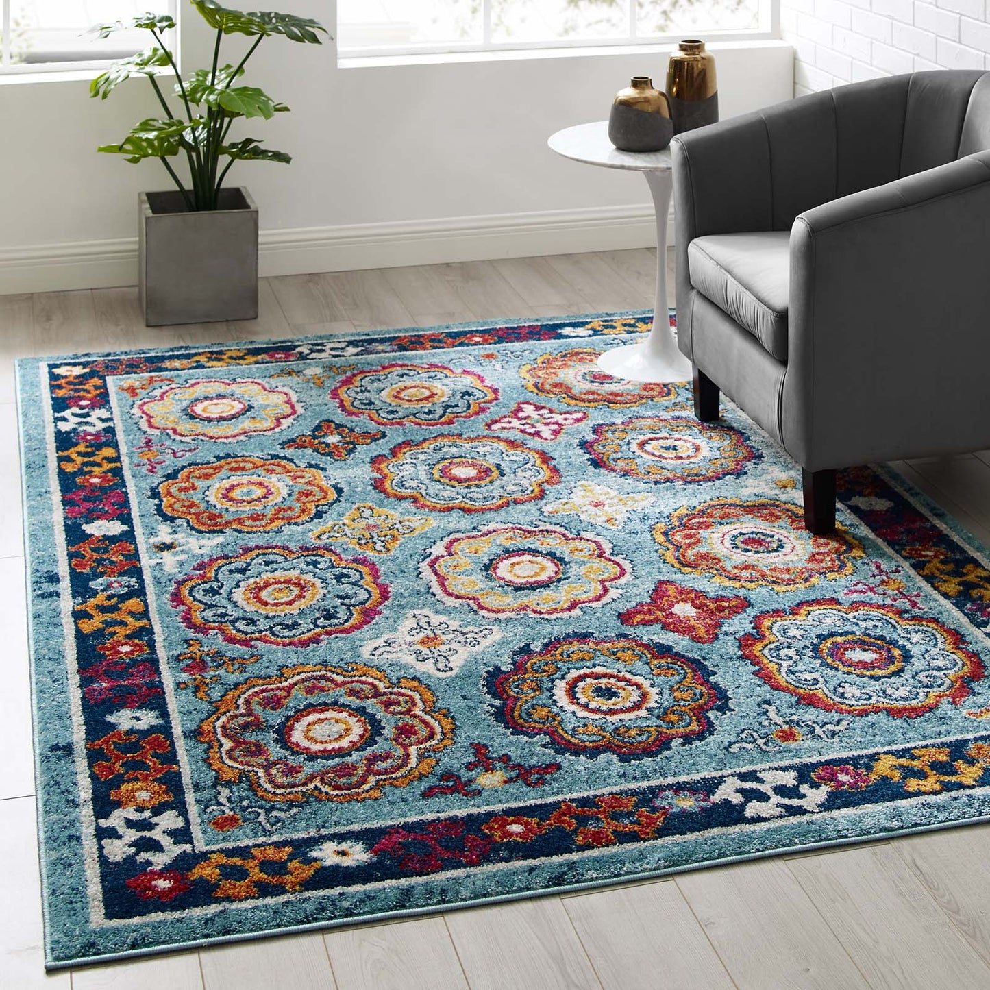 Tapis marocain à motif floral vieilli Entourage Odile 5x8 par Modway