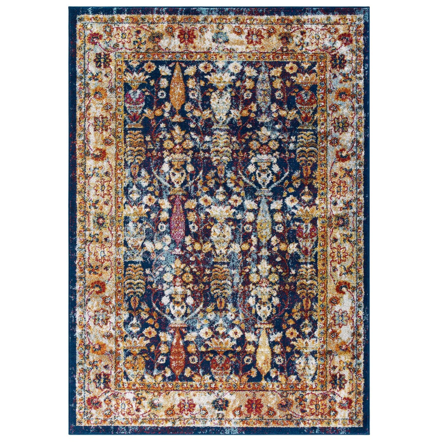 Entourage Jessa Distressed Vintage Floral Lattice 8x10 Area Rug