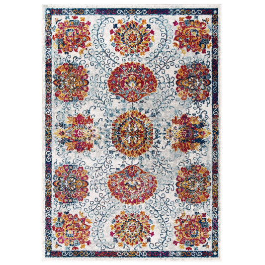 Entourage Kensie Distressed Floral Moroccan Trellis 5x8 Area Rug