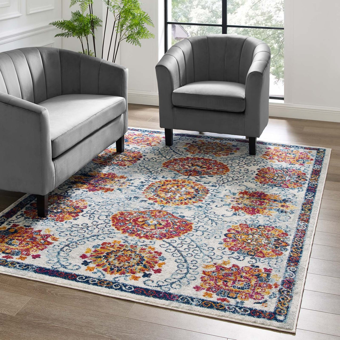 Tapis marocain à motif floral vieilli Entourage Kensie 5x8 par Modway