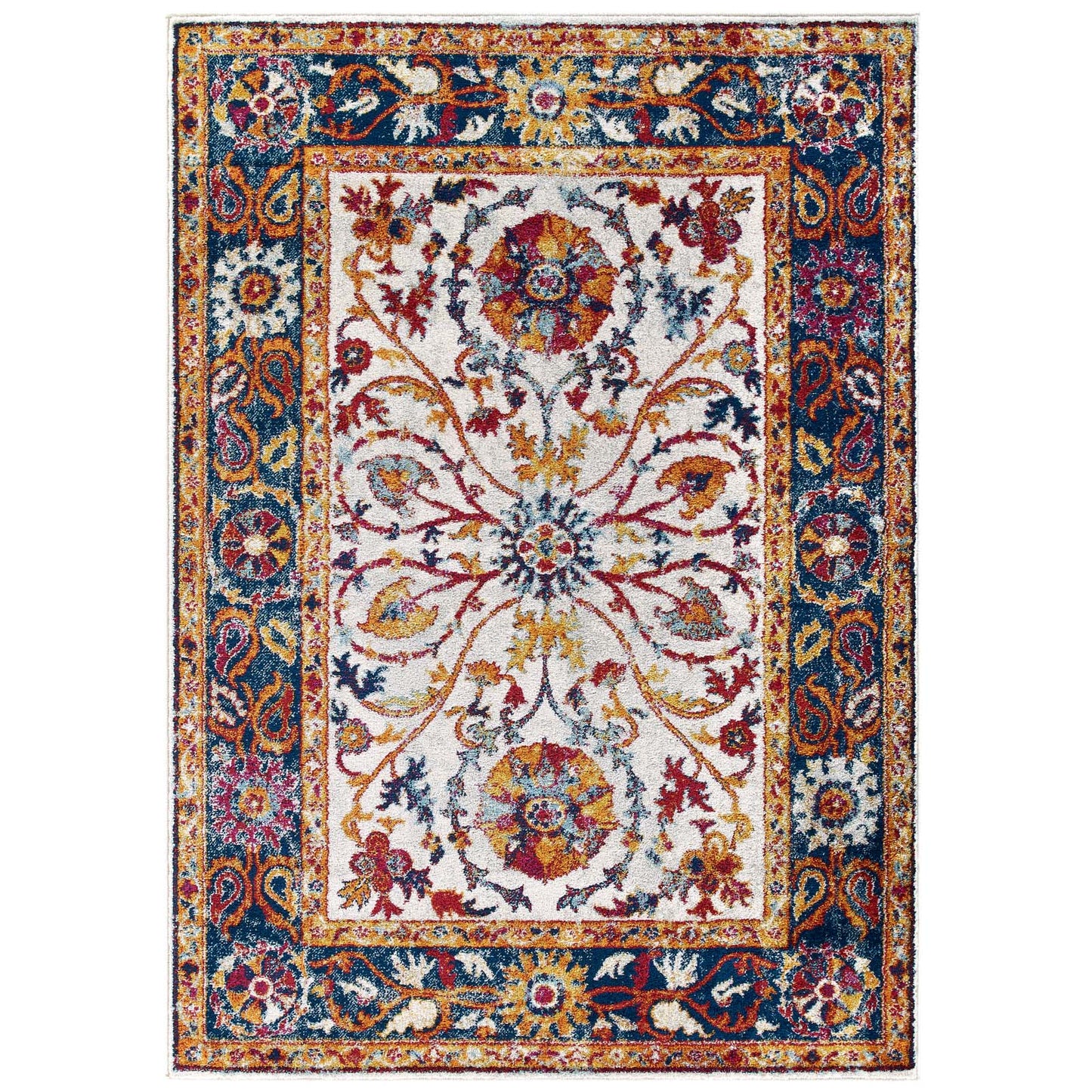 Entourage Samira Distressed Vintage Floral Vintage Medallion 5x8 Area Rug