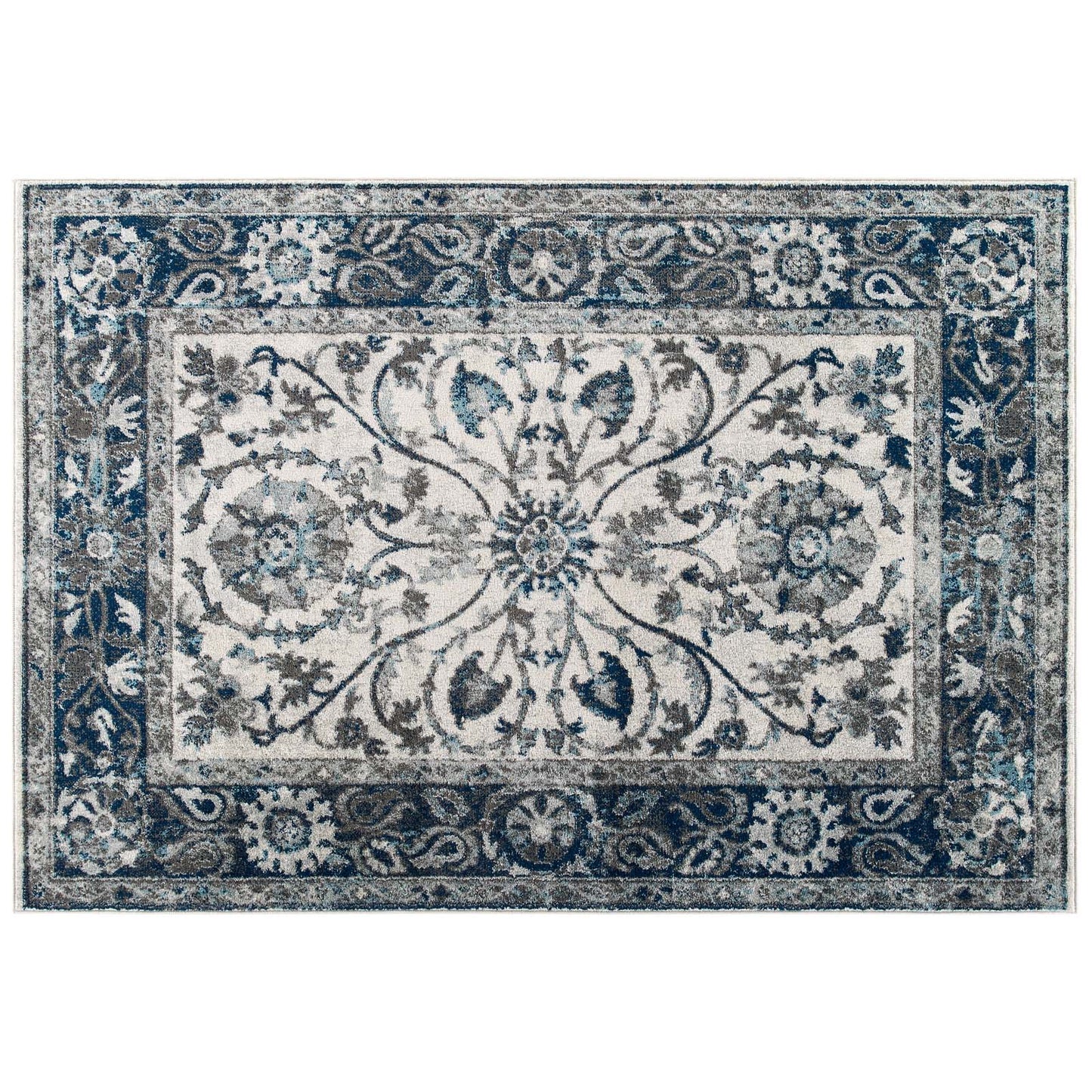 Entourage Samira Distressed Vintage Floral Vintage Medallion 5x8 Area Rug