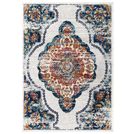 Entourage Malia Distressed Vintage Floral Vintage Medallion 8x10 Area Rug