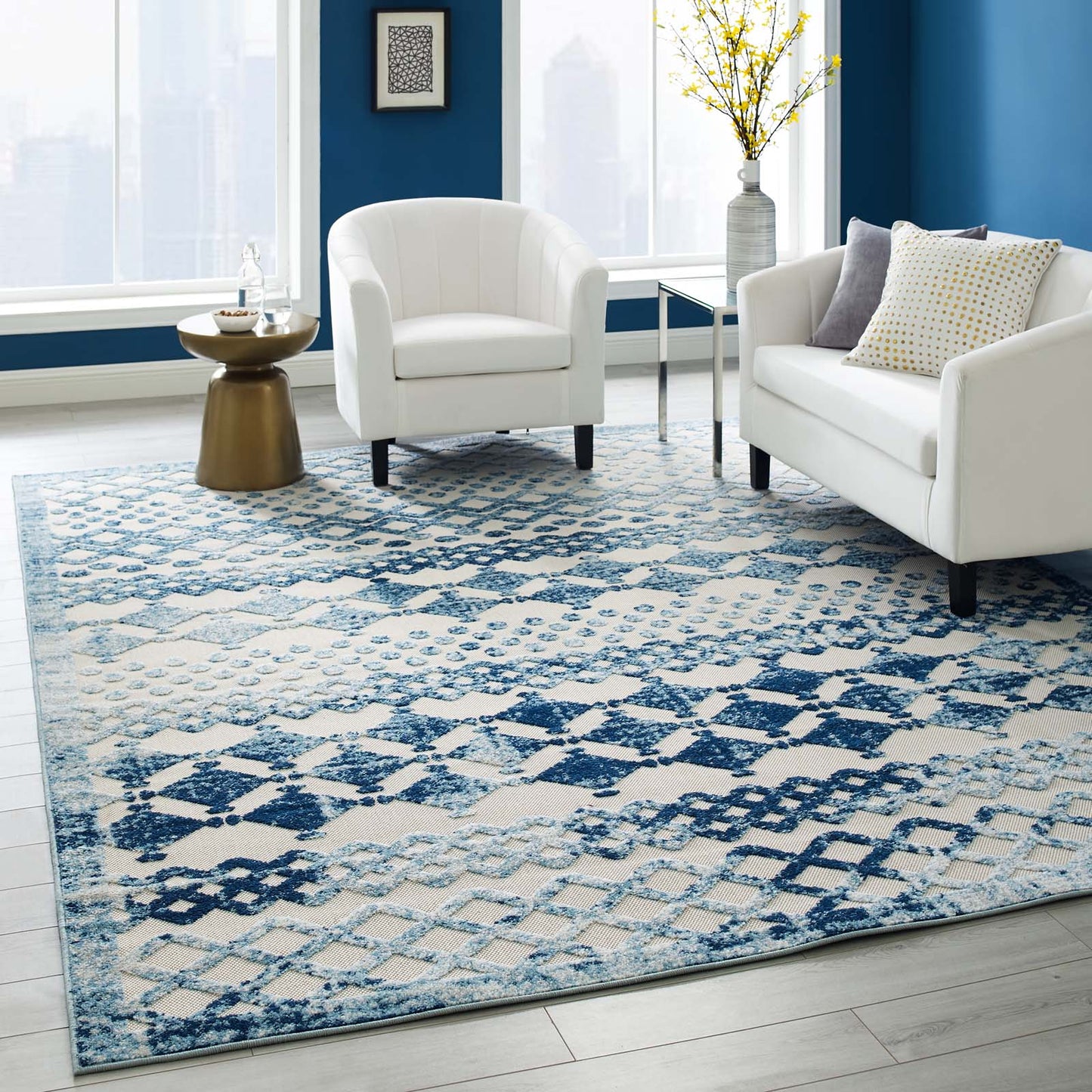 Reflect Giada Abstract Diamond Moroccan Trellis 8x10 Indoor/Outdoor Area Rug