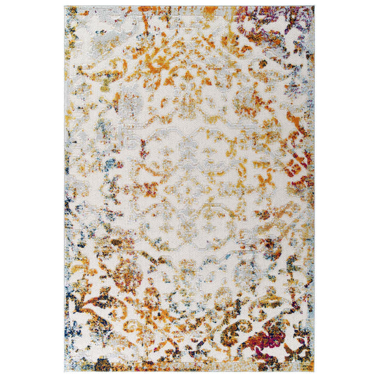 Reflect Primrose Ornate Floral Lattice 5x8 Indoor/Outdoor Area Rug