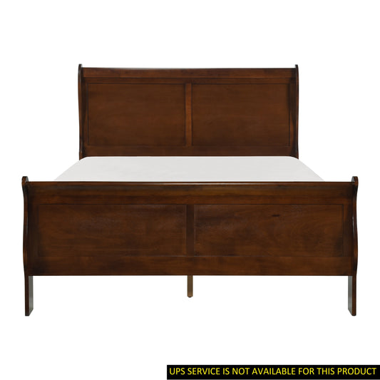 Classic Louis Philipe Style Eastern King Bed Brown Cherry Finish 1pc Traditional Design Bedroom Furniture Sleigh Bed