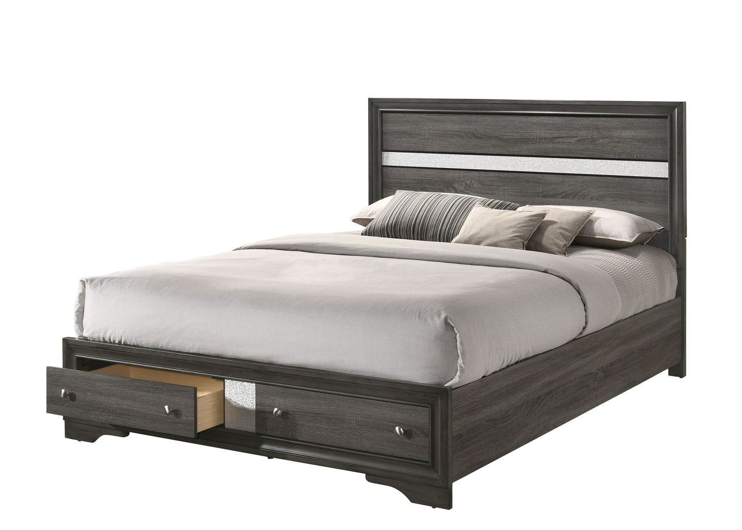 ACME Naima Eastern King Bed w/Storage, Gray (1Set/3Ctn) 25967EK