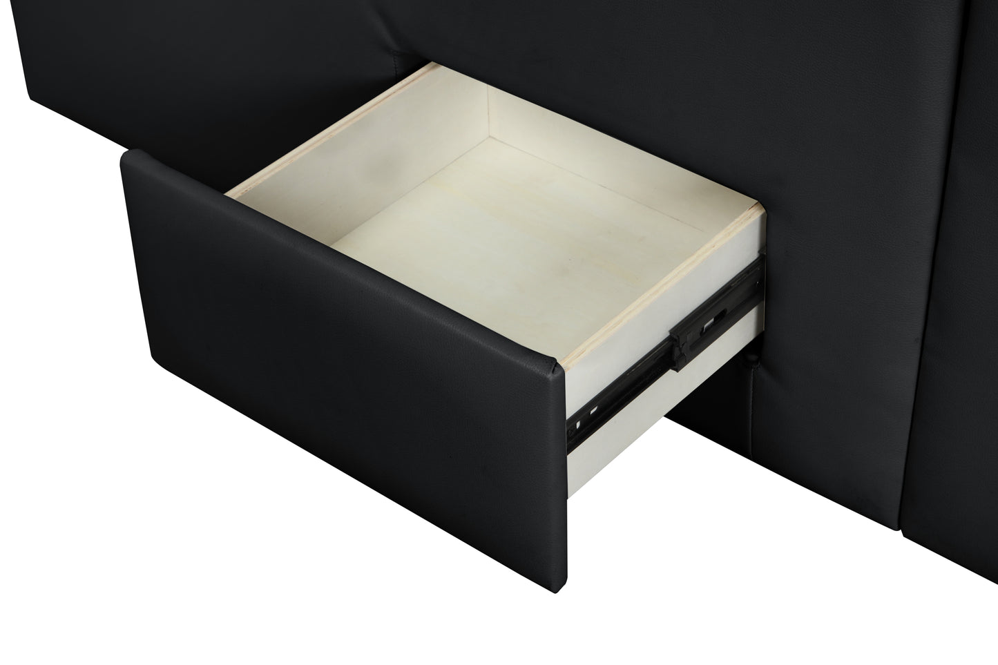 Smart Multifunctional King Size Bed Made with Wood in Black