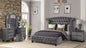 Modern Style Crystal Tufted Queen 4 Piece(Includes: Queen Size Bed, Nightstand, Vanity Set) Velvet Fabric Upholstery Vanity Bedroom Set Made with Wood in Gray