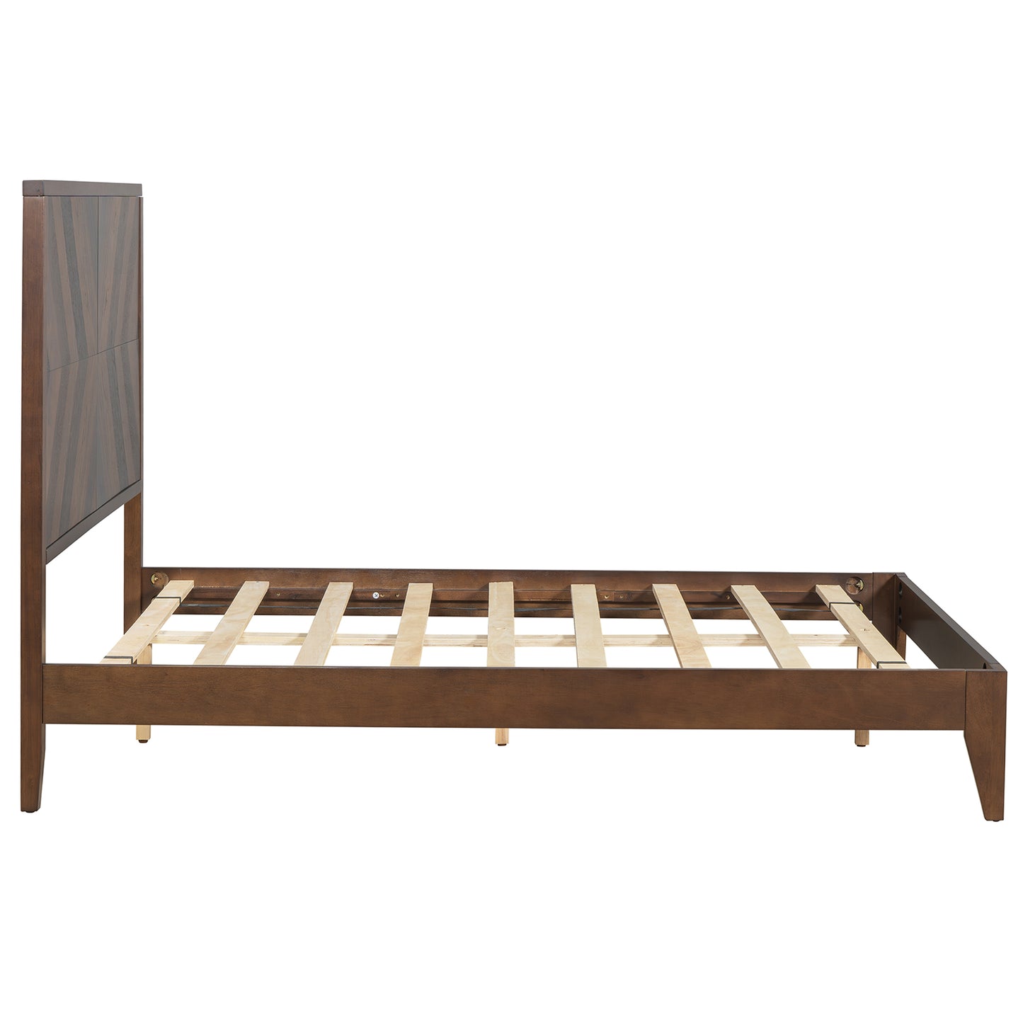 Mid-Century Modern Platform Bed Wood Slat Support with No Box Spring Needed,Full, Walnut