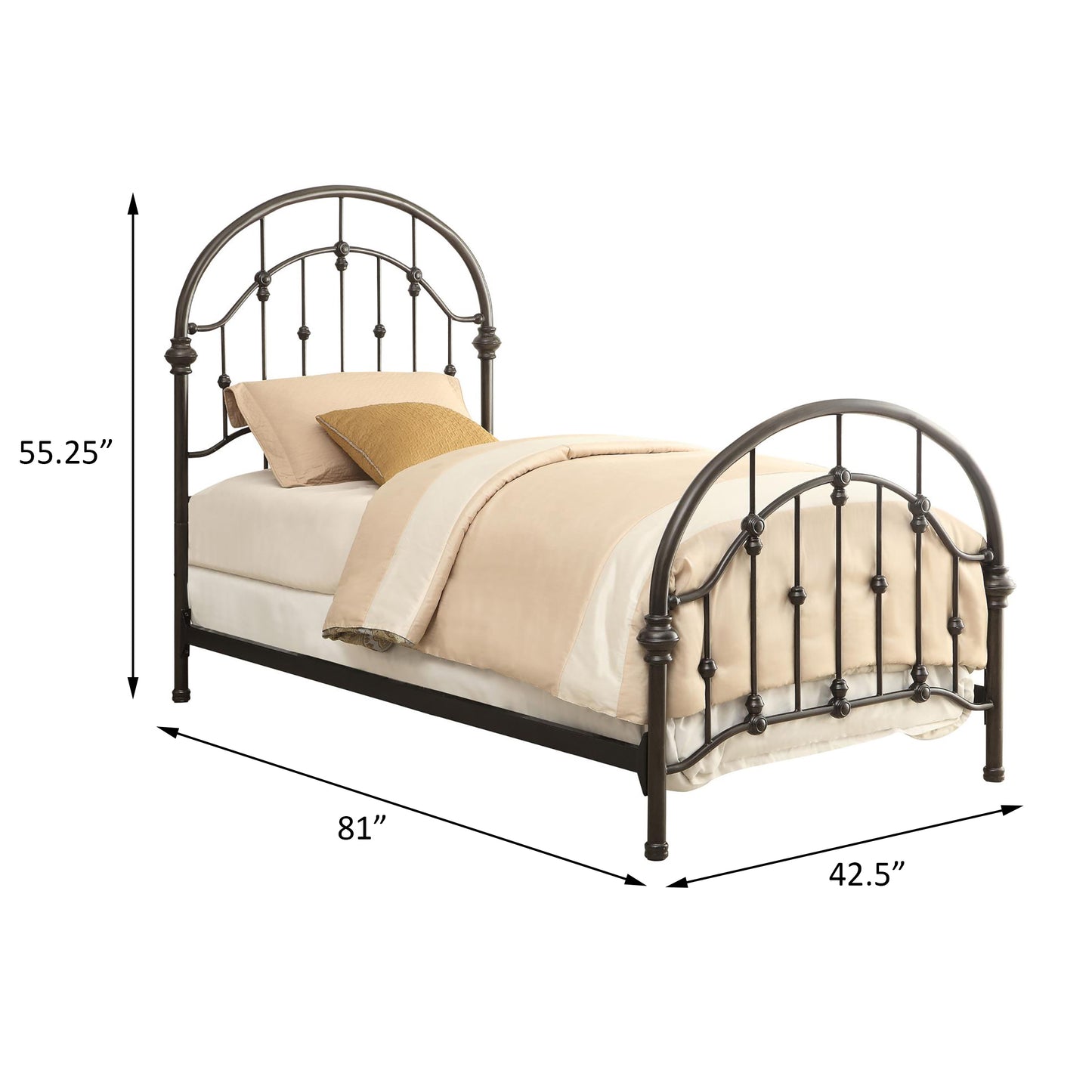 Dark Bronze Metal Twin Bed