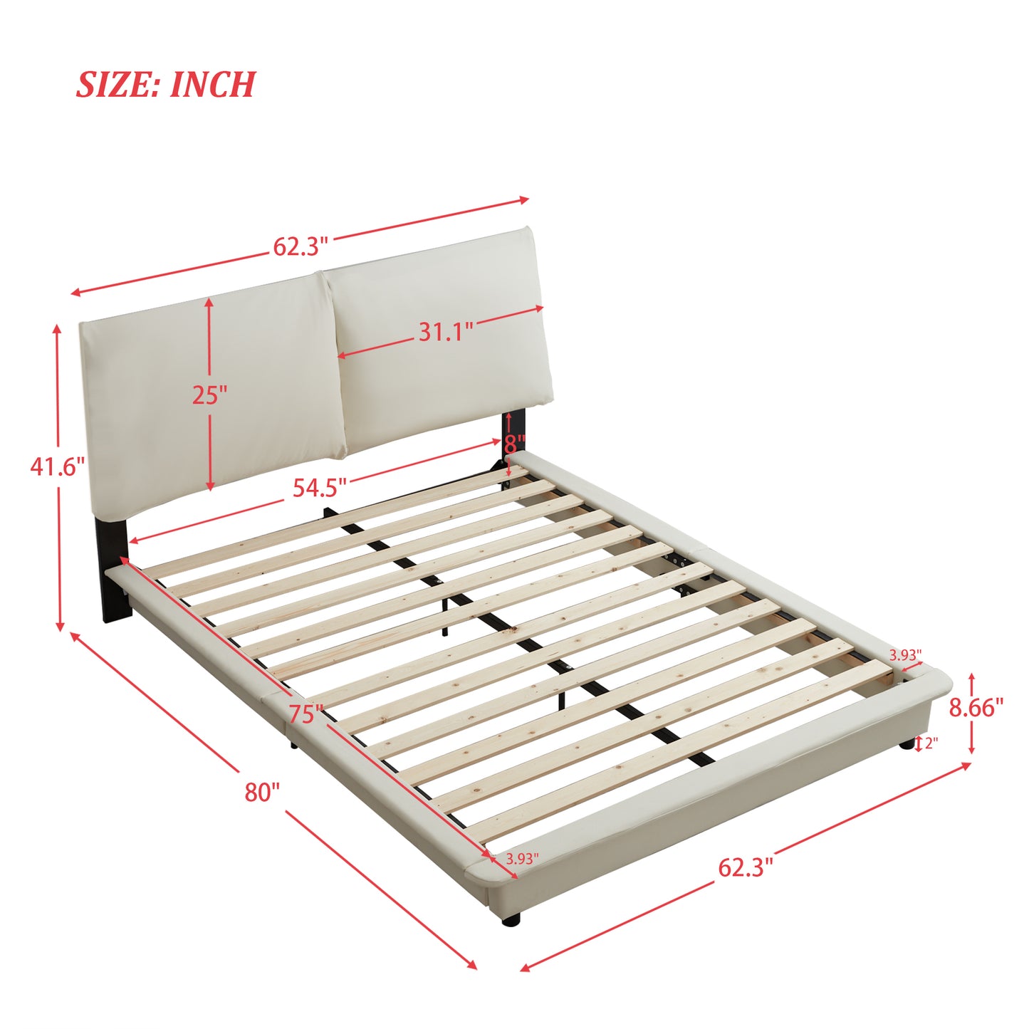 Full Size Upholstered Platform Bed with Sensor Light and Ergonomic Design Backrests, White