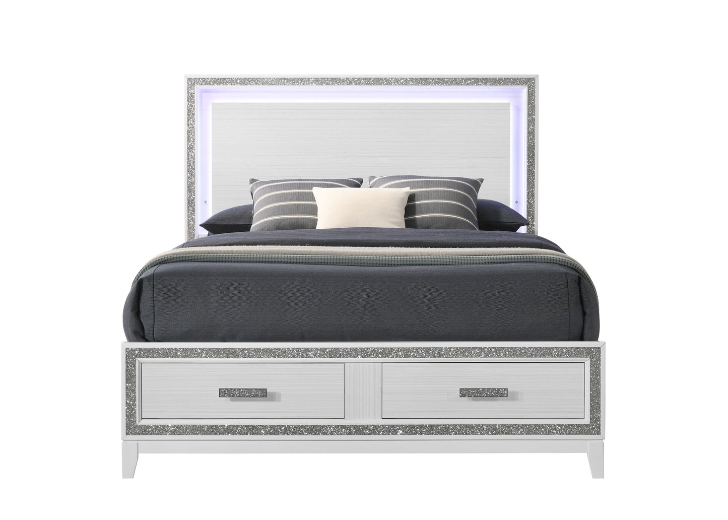 ACME Haiden Eastern King Bed w/Storage, LED & White Finish BD01742EK