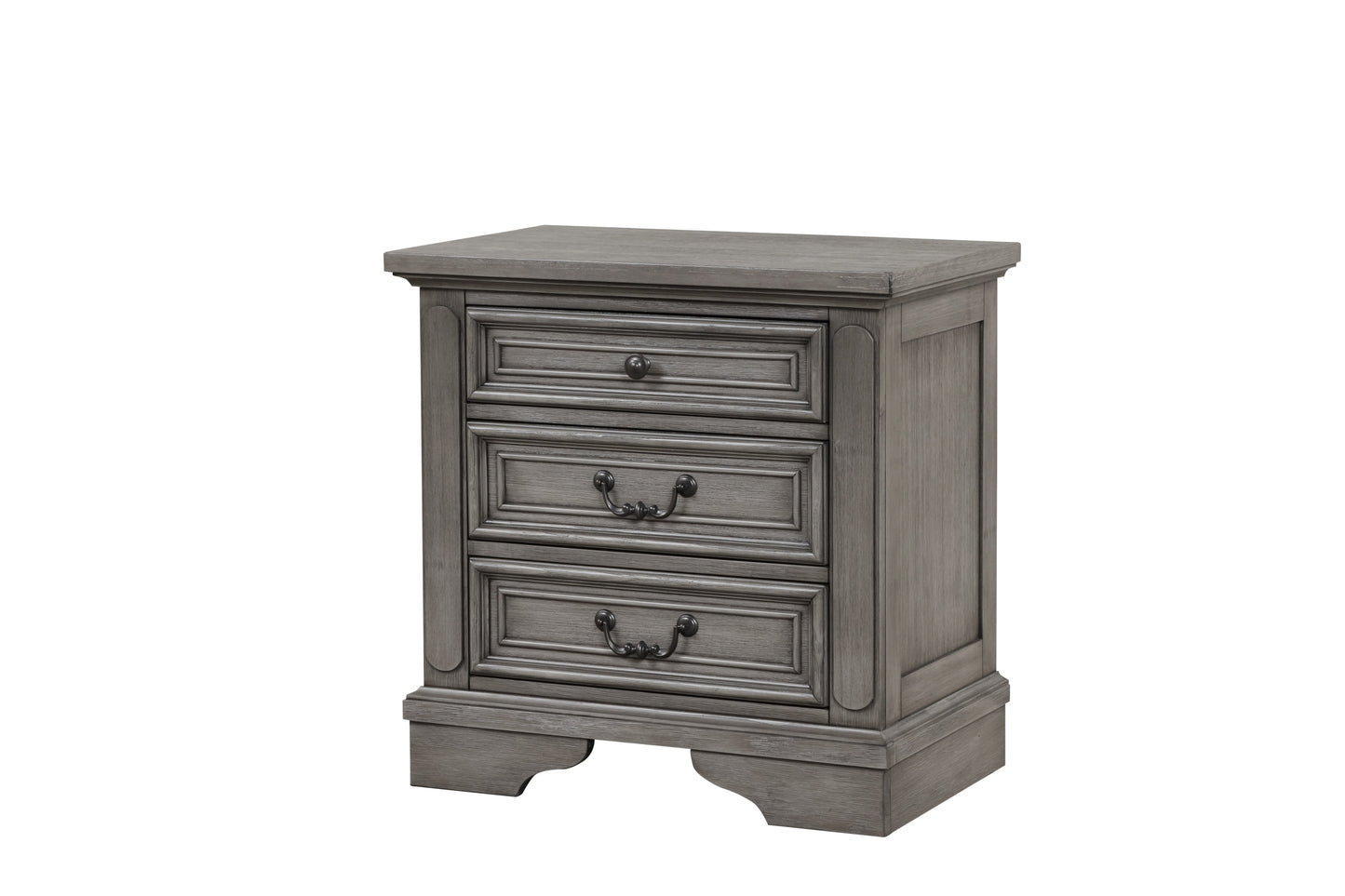 Ensemble de chambre à coucher 4 pièces de style traditionnel en bois gris rustique