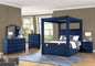 luxurious Four-Poster Queen 5 Pc Bedroom Set Made with Wood in Navy