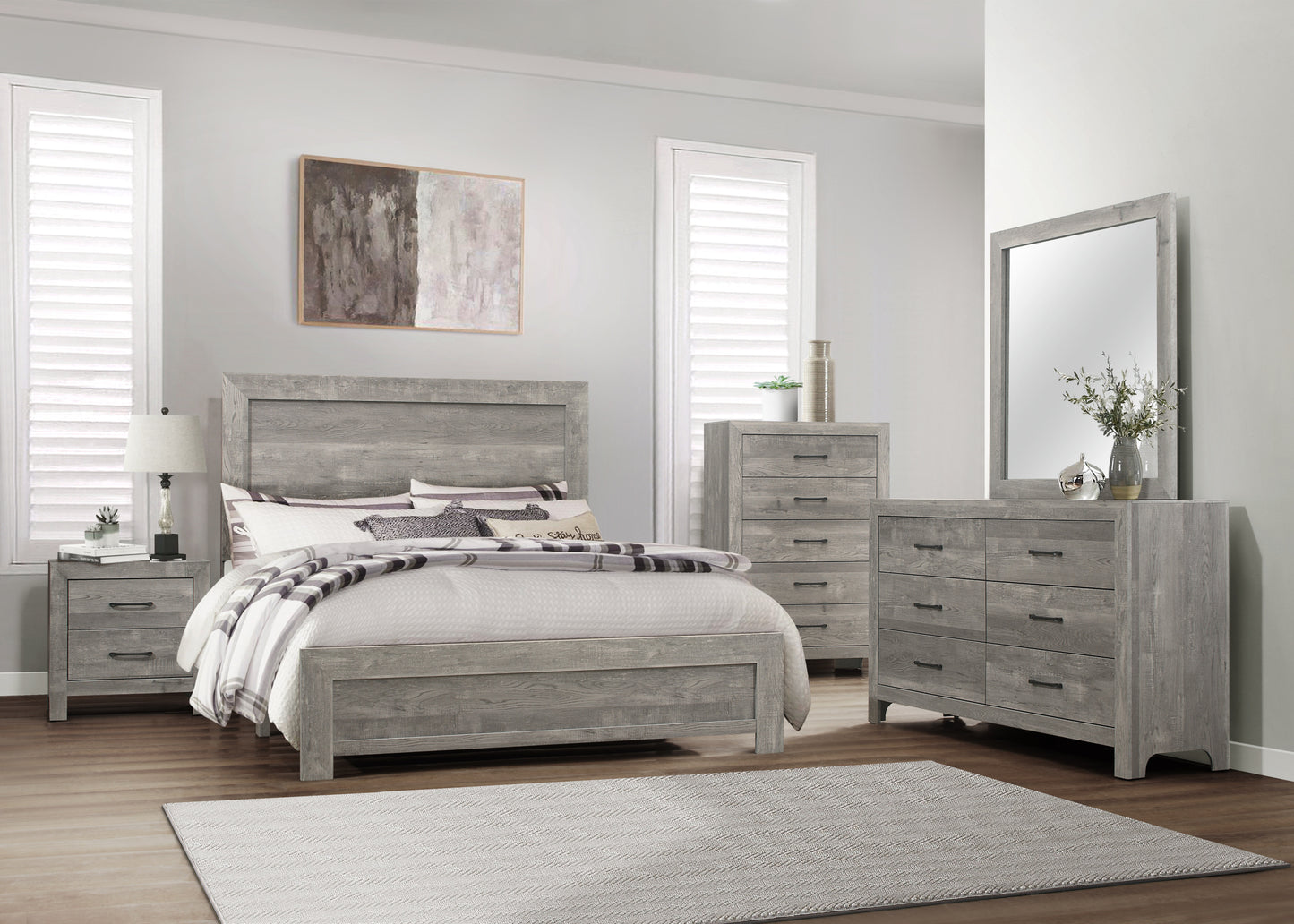 Rustic Design Gray Finish 1pc Queen Size Bed Panel Headboard Footboard Bedroom Furniture