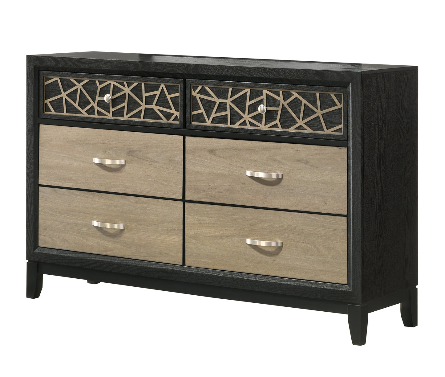 Selena Modern & Contemporary Queen 5PC Bedroom set Made with Wood in Black and Natural