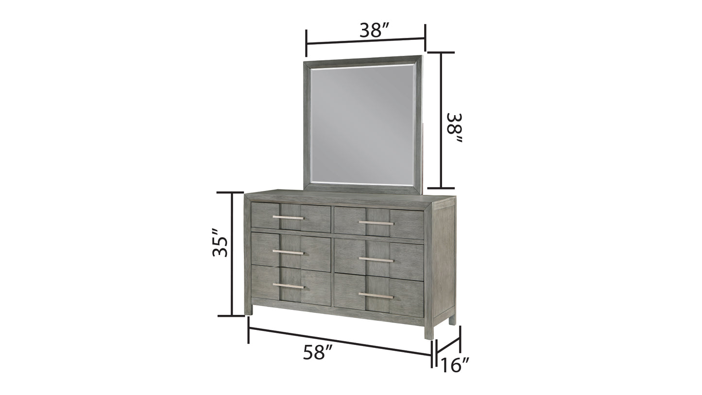 Modern Style King 5PC Storage Bedroom Set Made with Wood, LED Headboard, Bluetooth Speakers & USB Ports - Grey