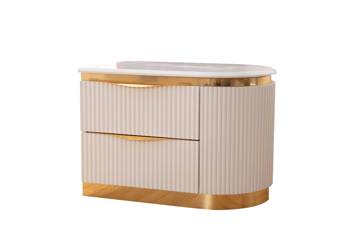 Gold Detailed Upholstery Queen 5-N Pc made with Wood in White