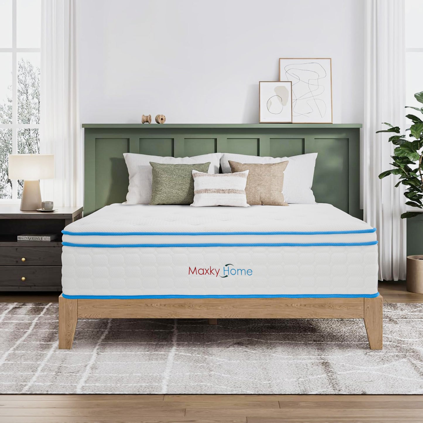 12 Inch Queen Mattress with Pillows, Gel Memory Foam Mattress Bed in a Box, Twin Bed Mattress Individual Pocket Springs Motion Isolation, Medium Firm, Queen