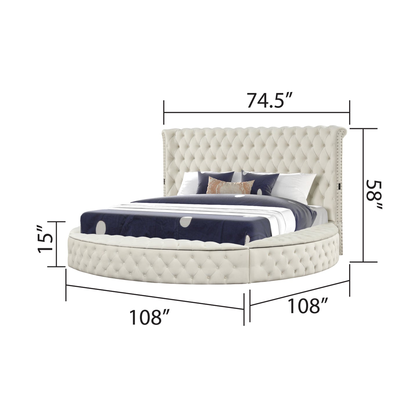 Modern Style Queen Bed with USB Charger & Made with Wood in Cream