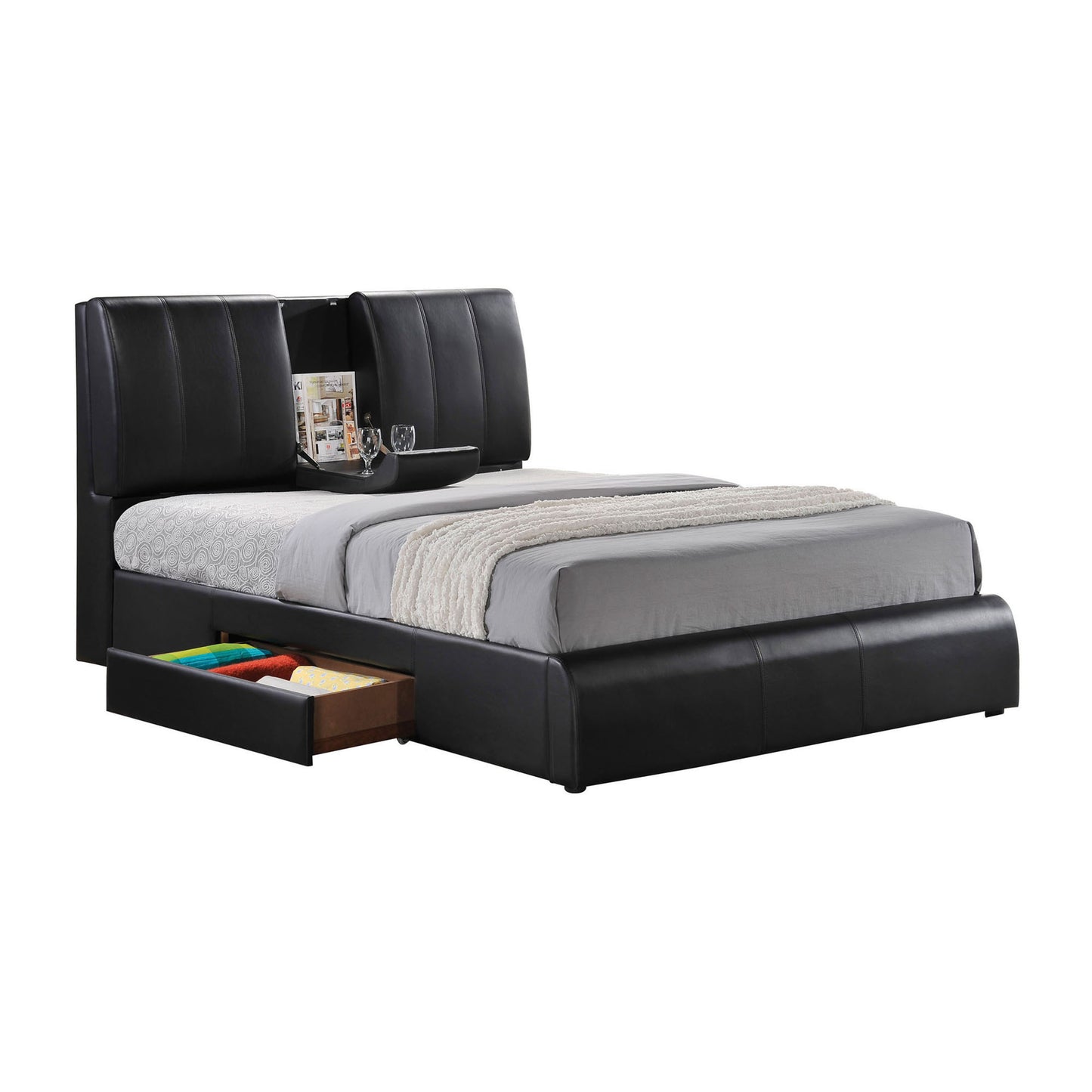 ACME Kofi Eastern King Bed in Black PU 21266EK