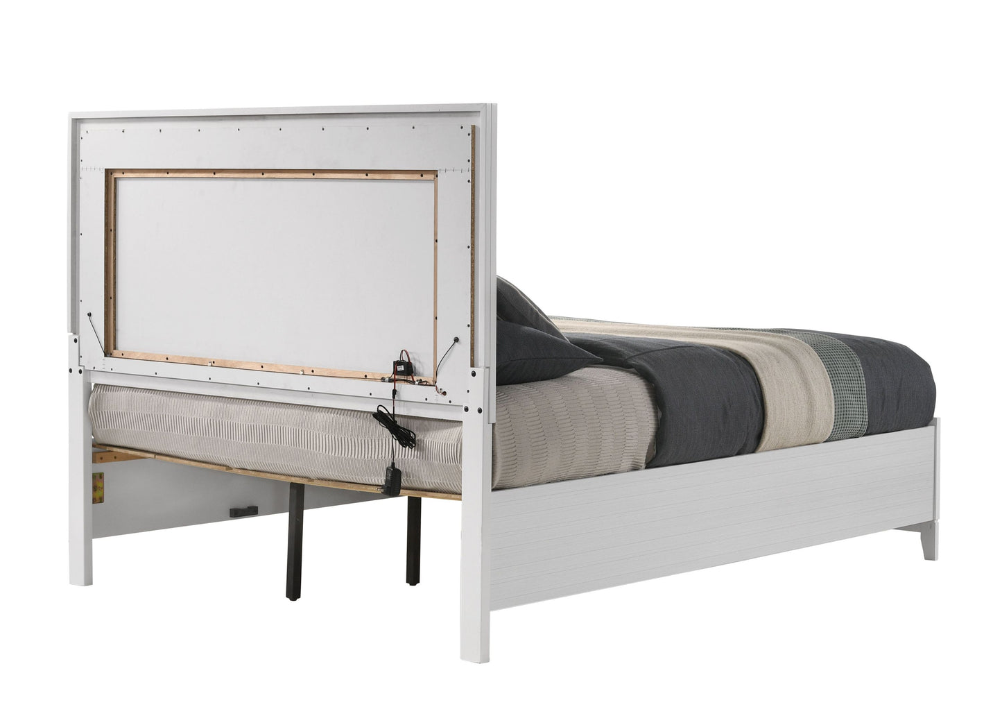 ACME Haiden Eastern King Bed w/Storage, LED & White Finish BD01742EK