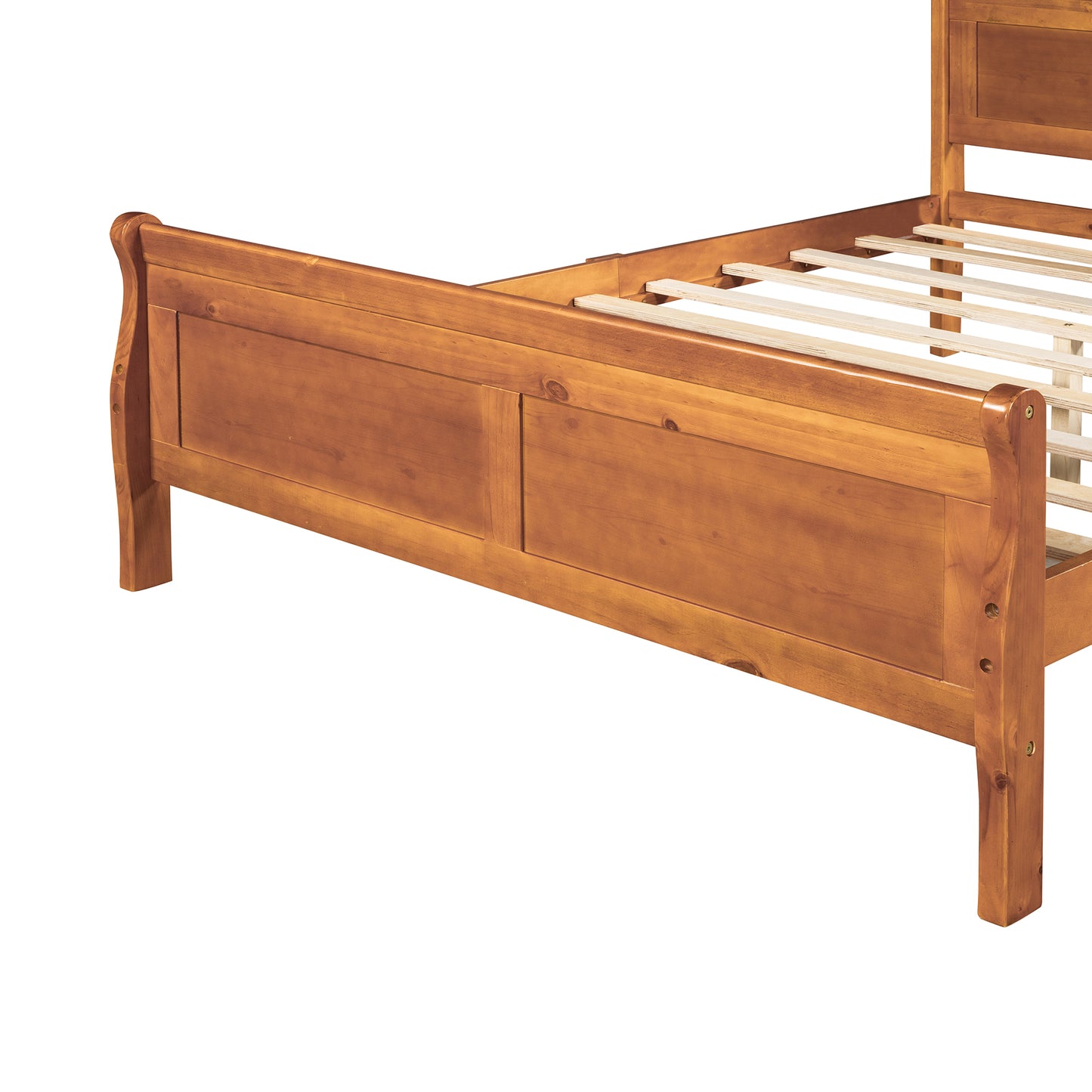 Cama con plataforma de madera de tamaño completo con cabecera y soporte de listones de madera (roble)