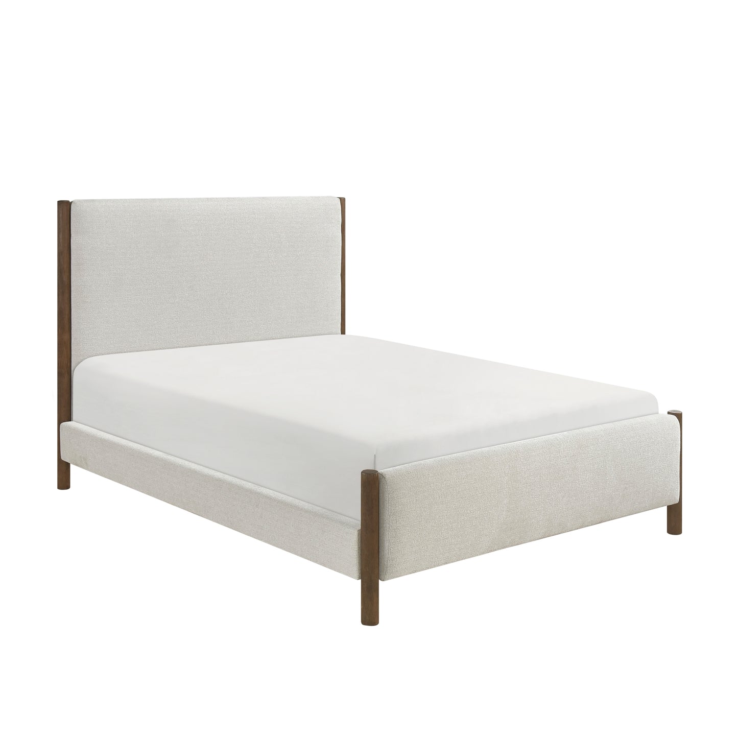 Modern Contemporary Bedroom 1pc Full Platform Bed Soft Beige Chenille Fabric Upholstered Bed Solid Wood Furniture