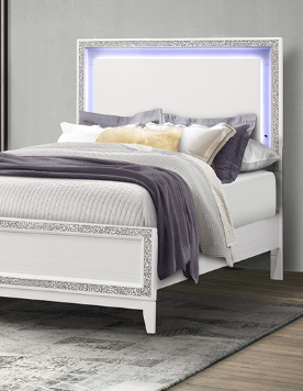 ALMERA GLITTER WHITE QUEEN BED