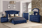 Queen 5 Pc Upholstery Bedroom Set Made With Wood in Blue