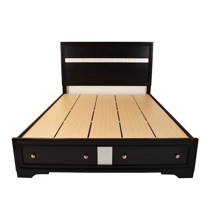 Traditional Style Full 4 Piece Storage Bedroom set made with Wood in Black